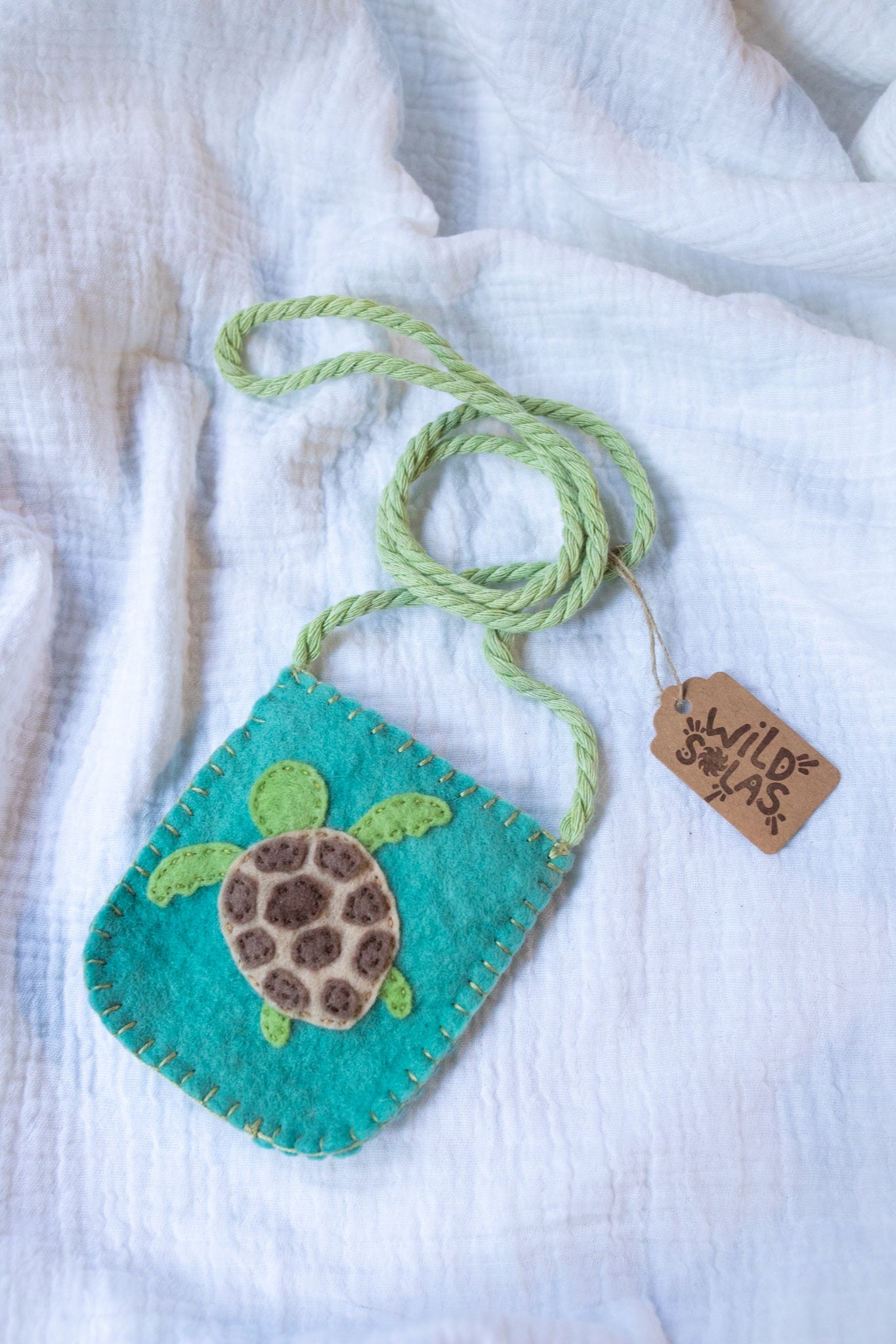 Sea Turtle Felt Treasure Bag - Teal