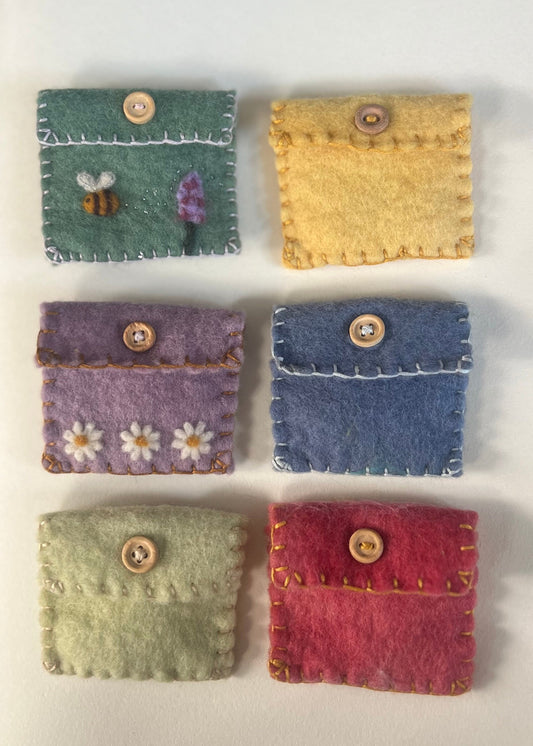 Needle Felt Button Pouch