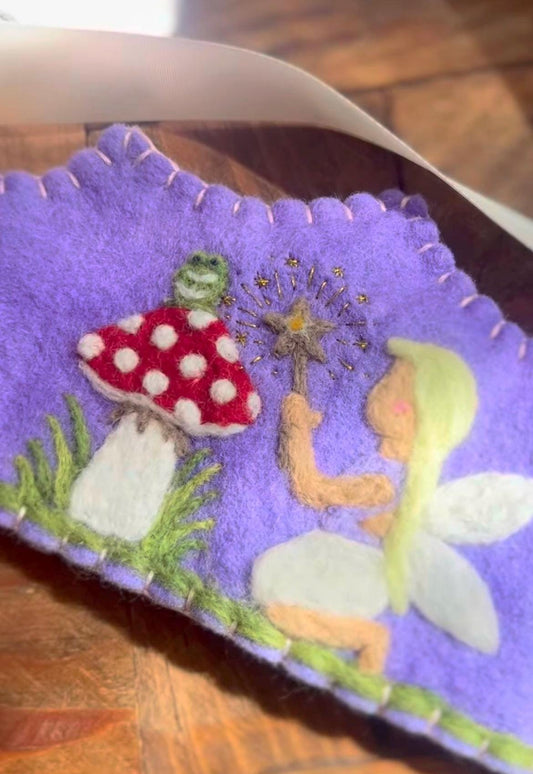 Fairy Toadstool Frog Felt Crown - Purple