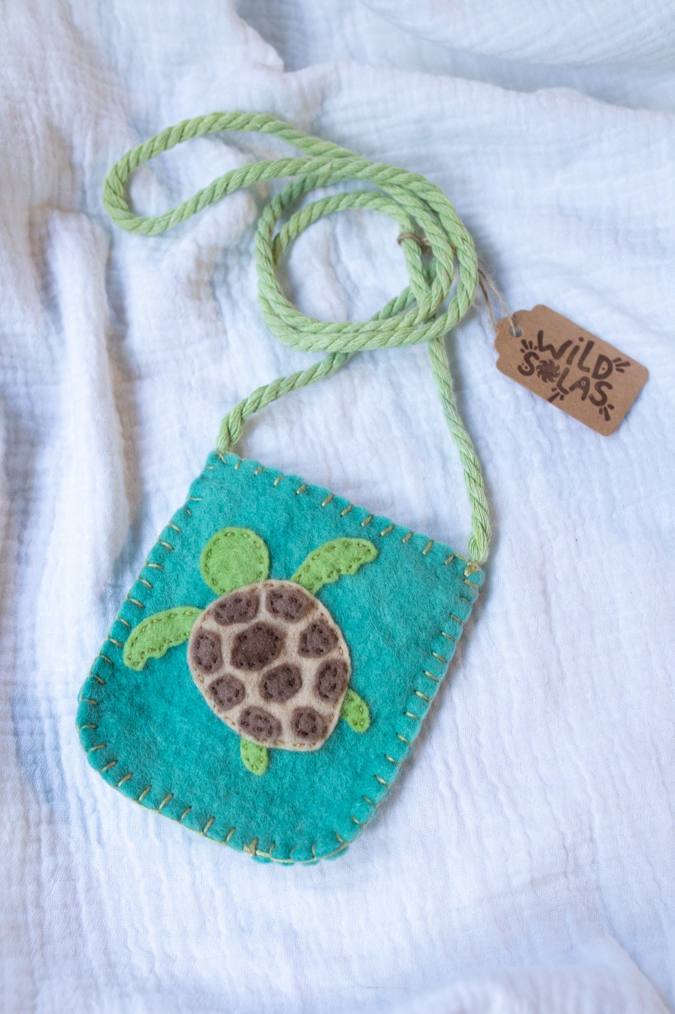 Sea Turtle Felt Treasure Bag - Teal