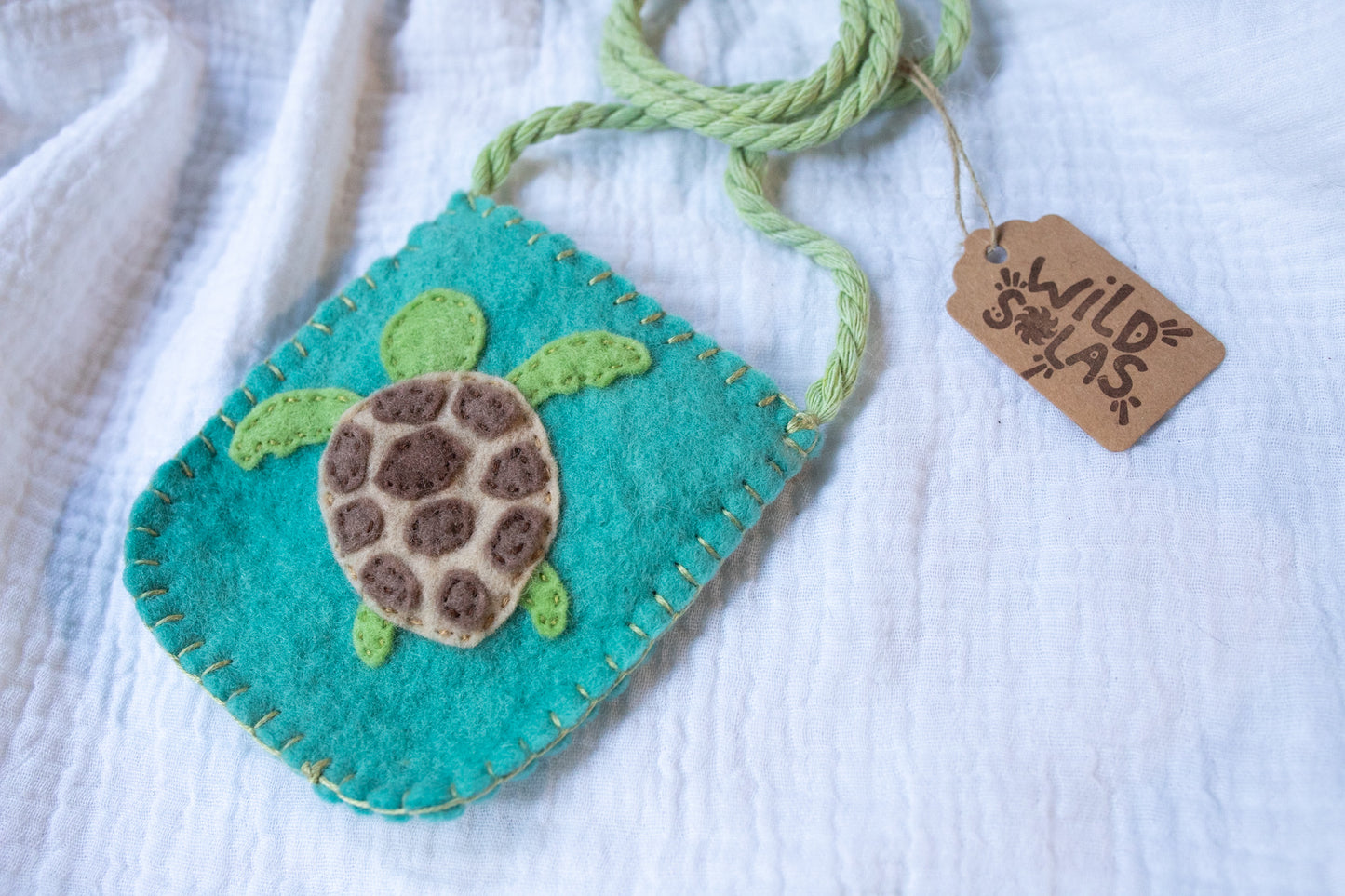Sea Turtle Felt Treasure Bag - Teal