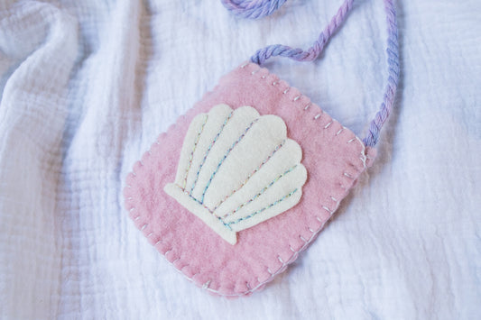 Seashell Felt Treasure Bag - Pink