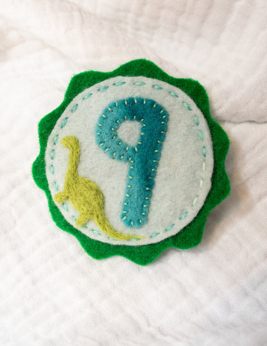 Dino Felt Birthday Badge