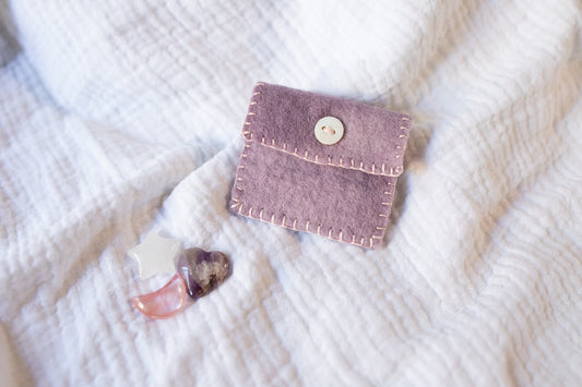 Rainbow Needle Felt Button Pouch