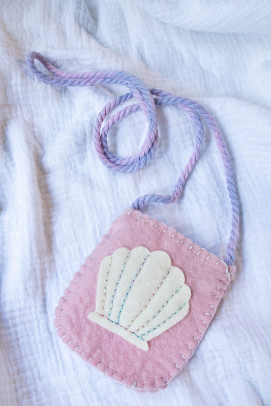 Seashell Felt Treasure Bag - Pink