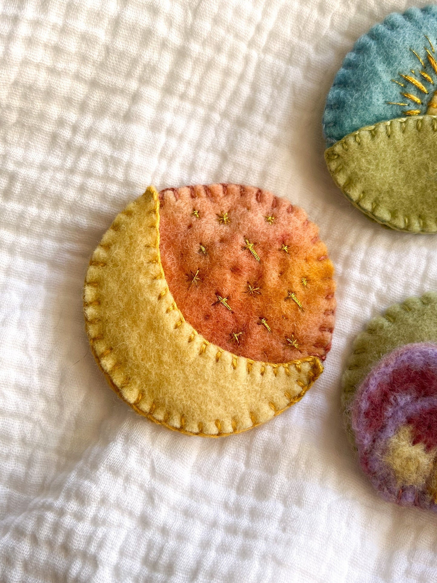 Moon and Stars - Felt Tooth Fairy Pouch