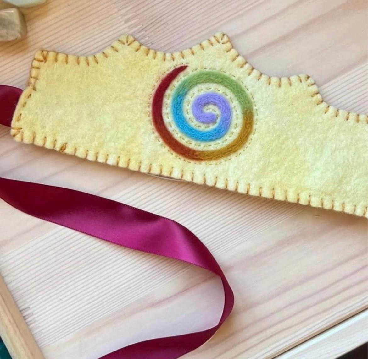 Rainbow Spiral Felt Crown