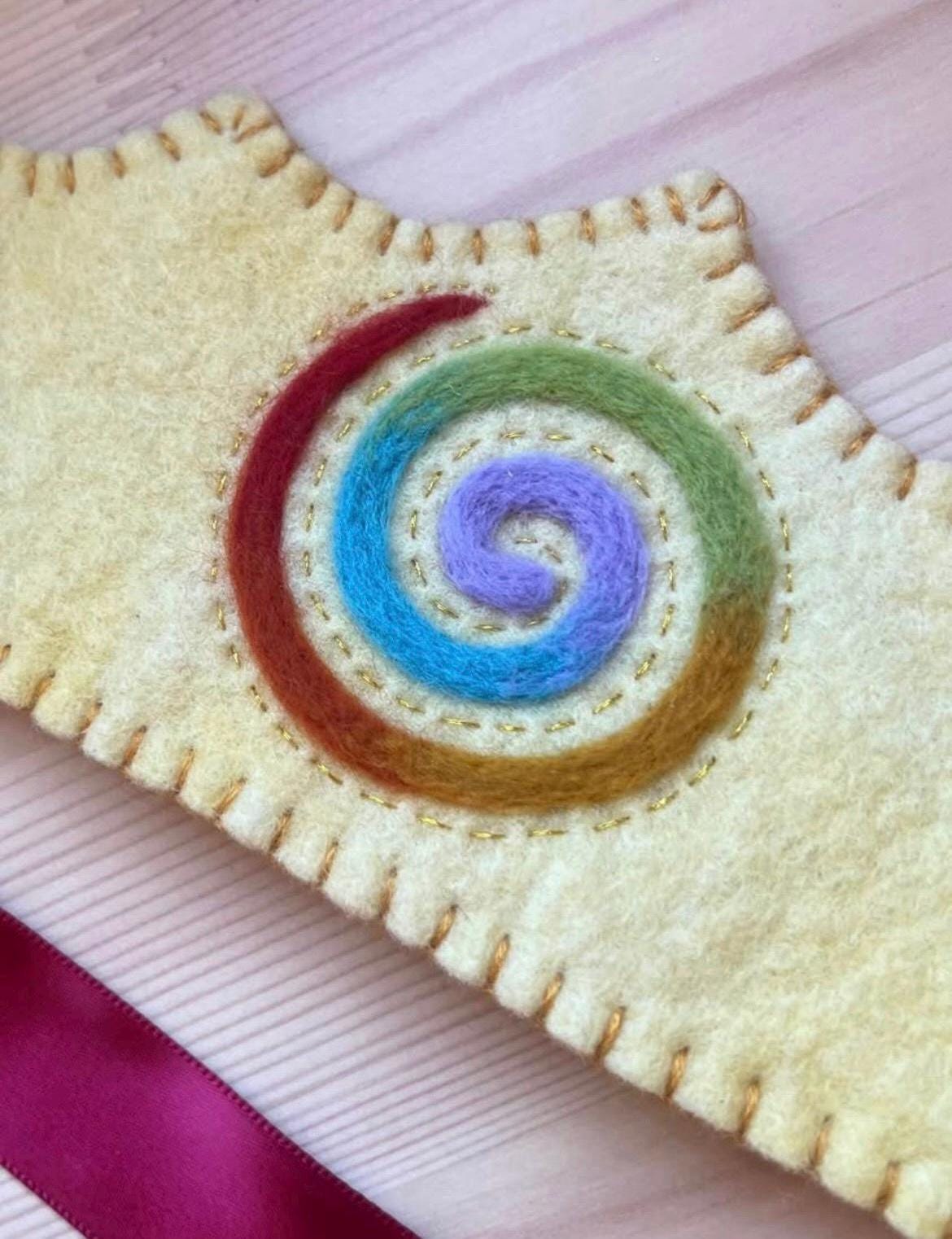 Rainbow Spiral Felt Crown