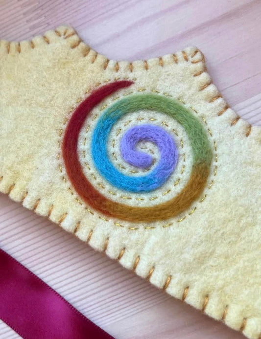 Rainbow Spiral Felt Crown