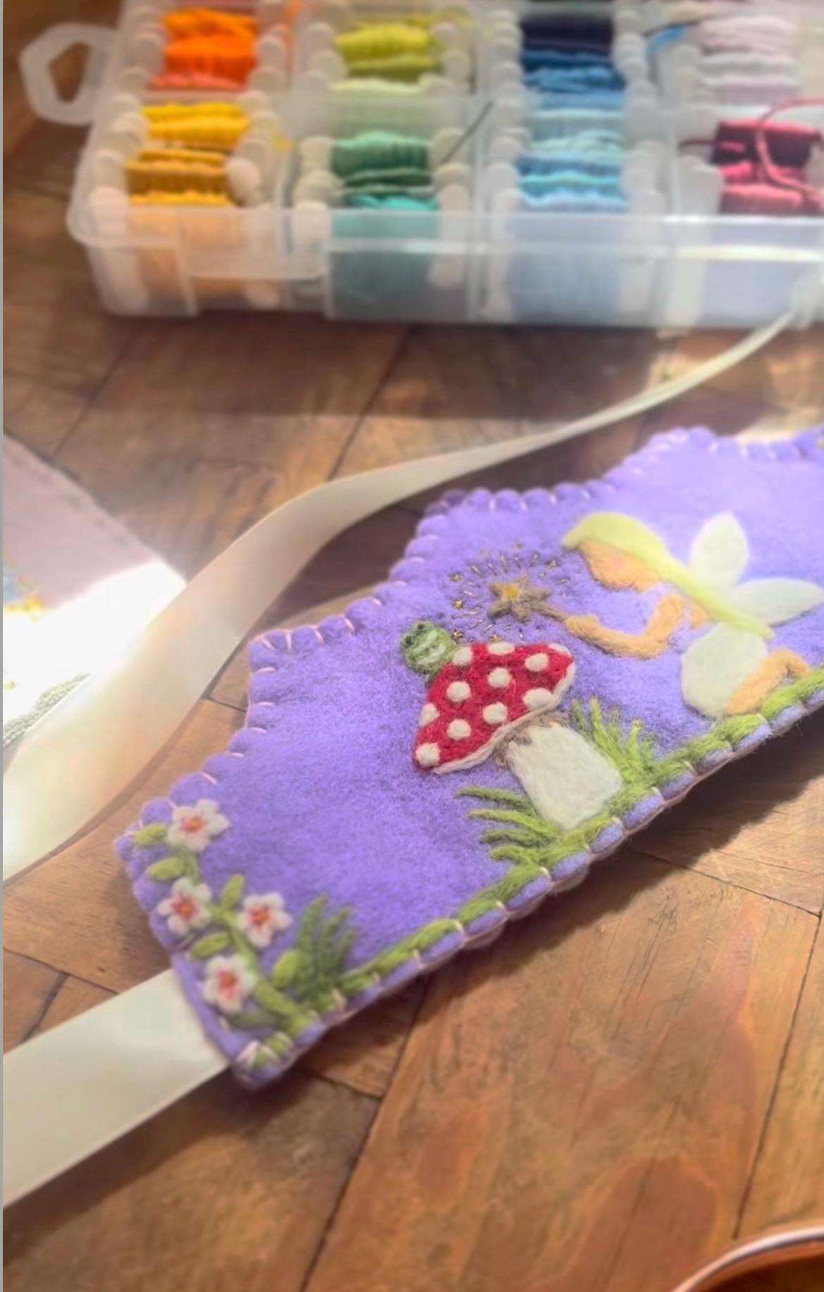 Fairy Toadstool Frog Felt Crown - Purple