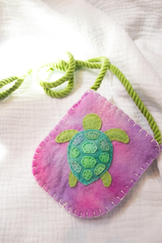Sea Turtle Felt Treasure Bag - Purple