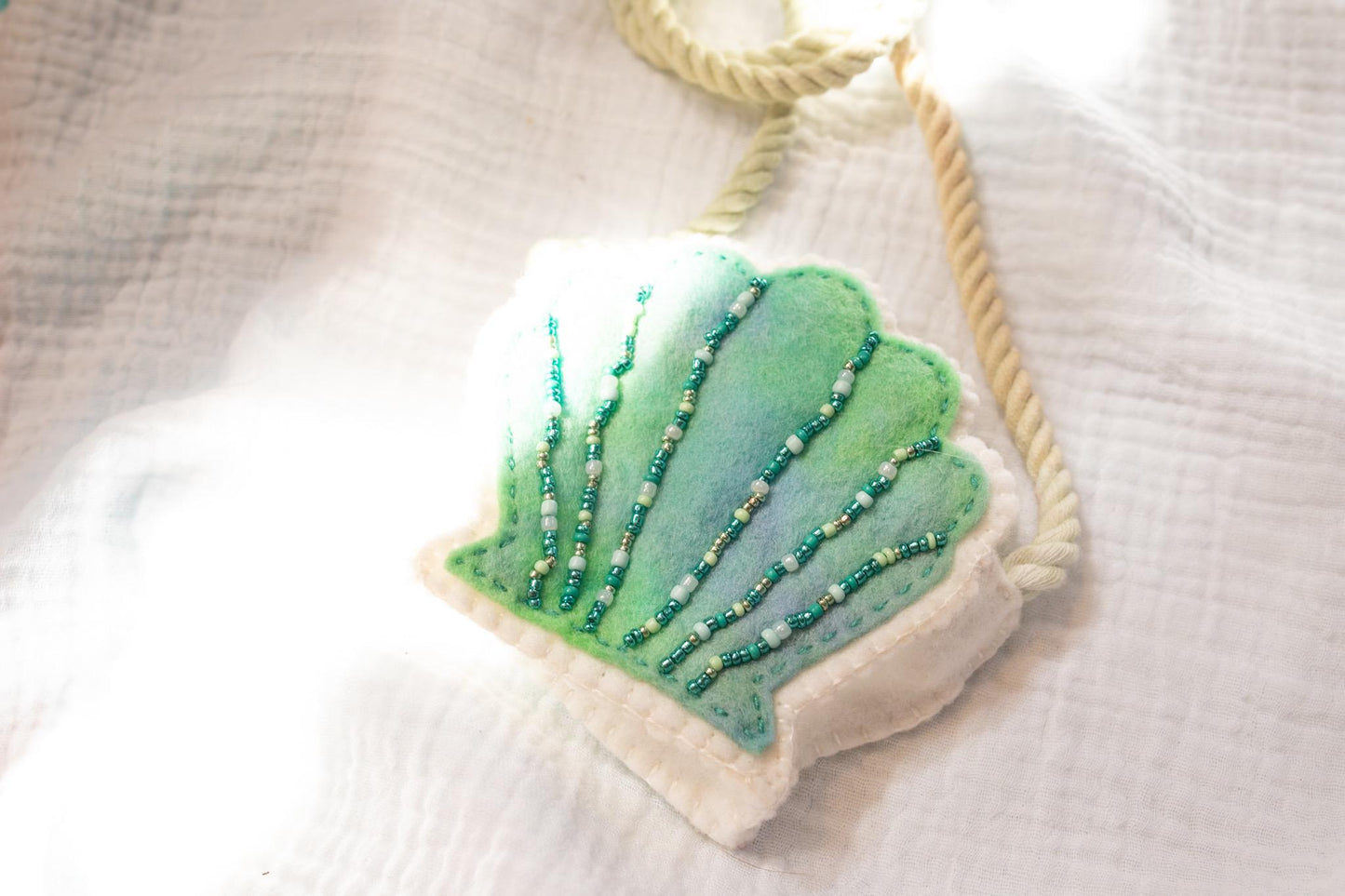 Seashell Beaded Bag - Blue