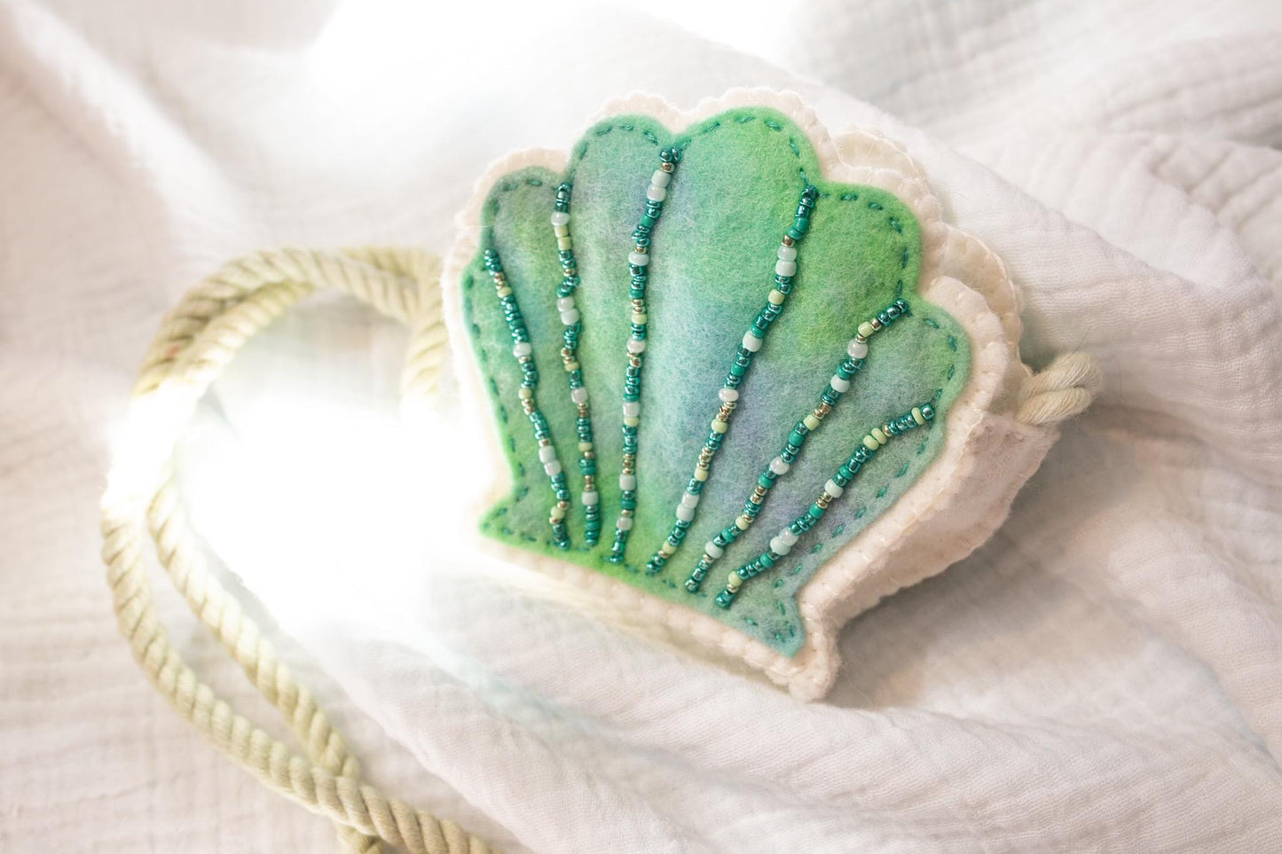 Seashell Beaded Bag - Blue