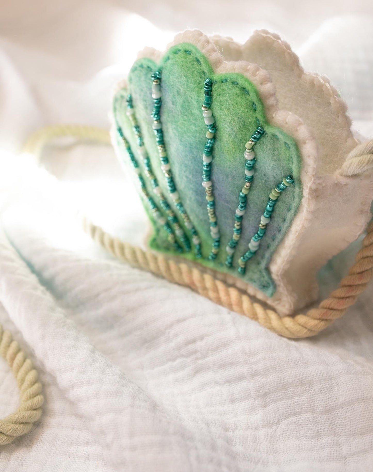 Seashell Beaded Bag - Blue